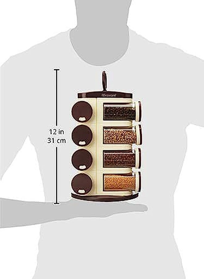 Floraware Revolving 16 Jars Spice Rack, Kitchen Masala Box, Dark Brown, BPA Free - Image 4